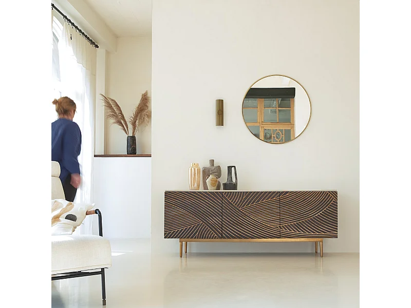 Buffet aus massivem Mangoholz und Terrazzo Bilal 180 cm