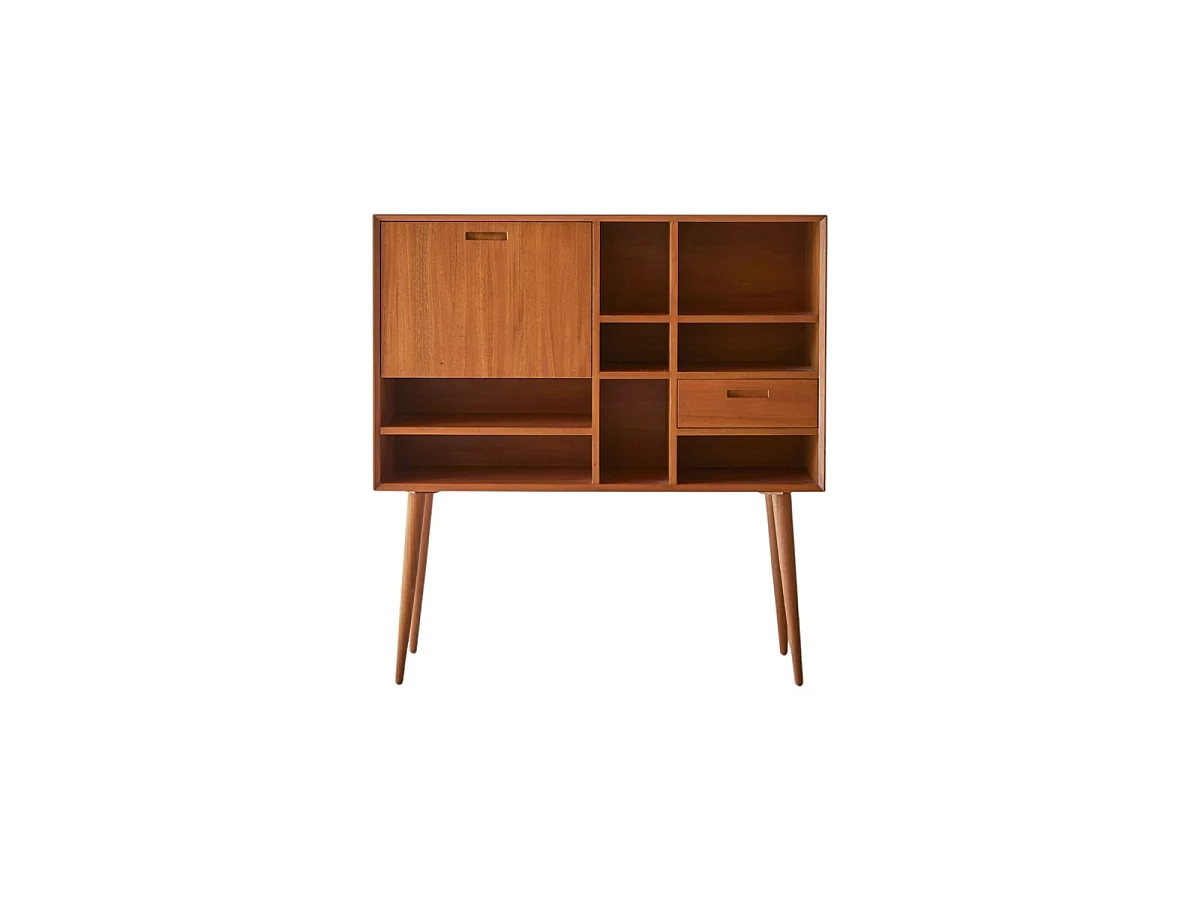 Buffet haut en bois d'acajou massif 130 Magda 50's