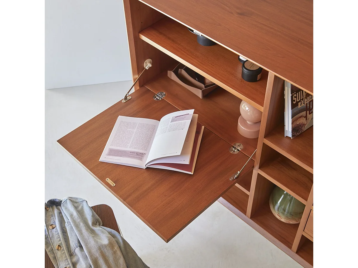 Buffet haut en bois d'acajou massif 130 Magda 50's