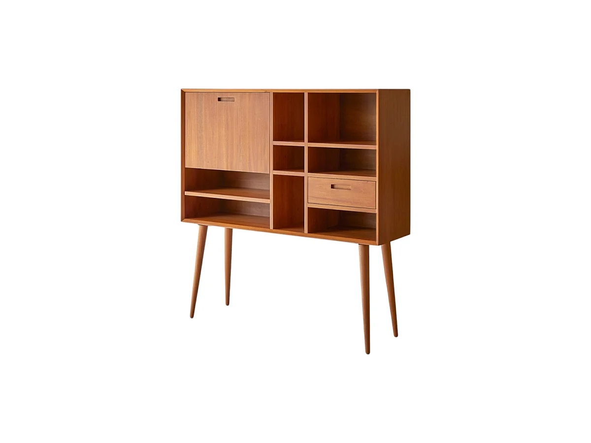 Buffet haut en bois d'acajou massif 130 Magda 50's