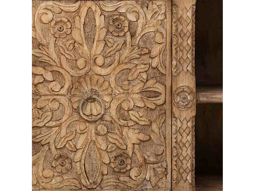 Aparador de madeira castanho feito à mão, 165x45x76h cm