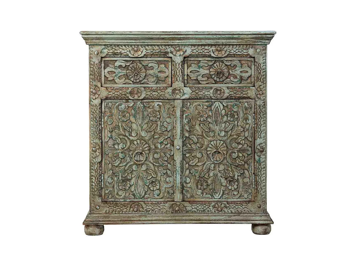 Buffet artisanal en bois marron, 90x40x90h cm