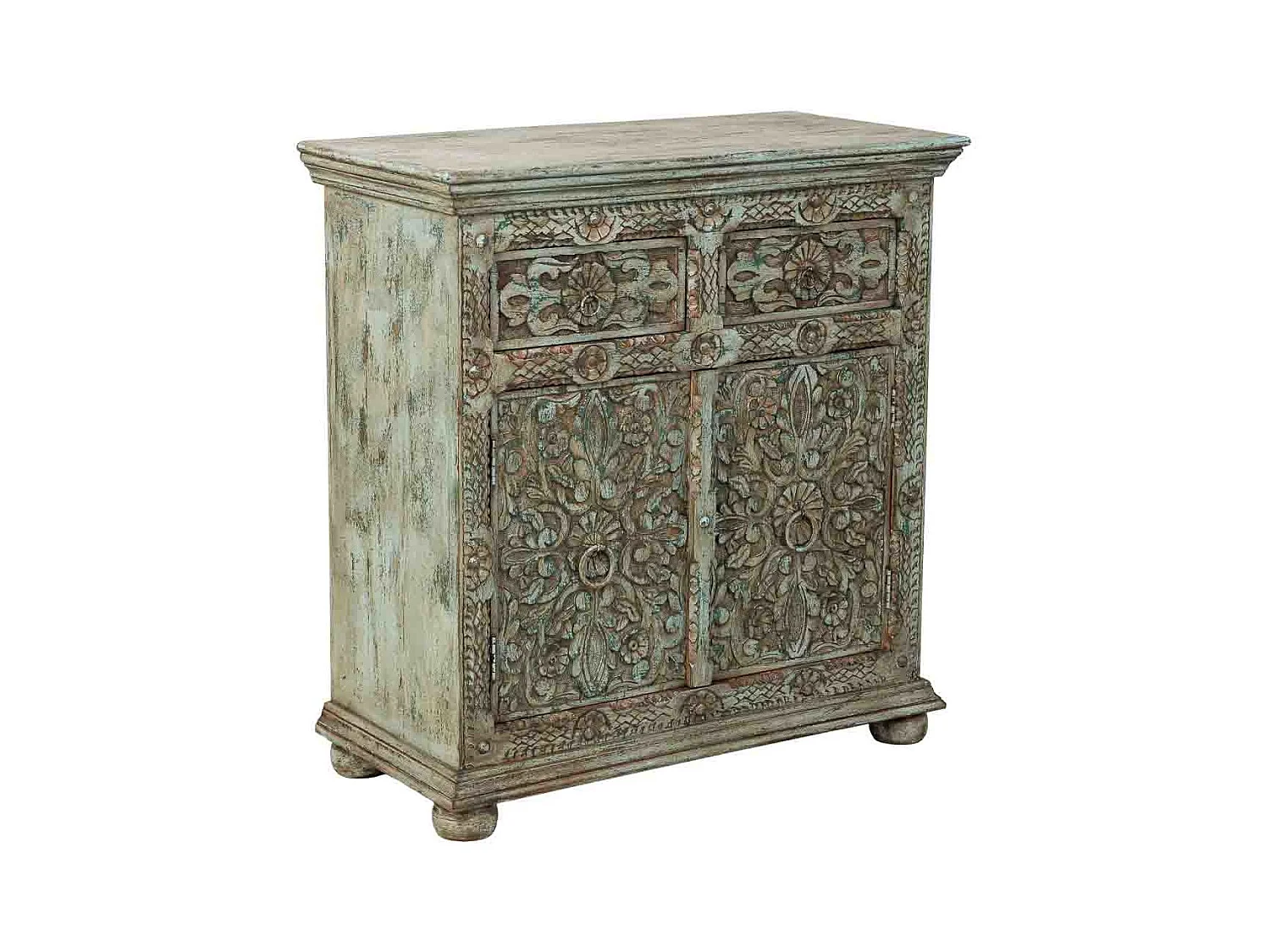 Buffet artisanal en bois marron, 90x40x90h cm