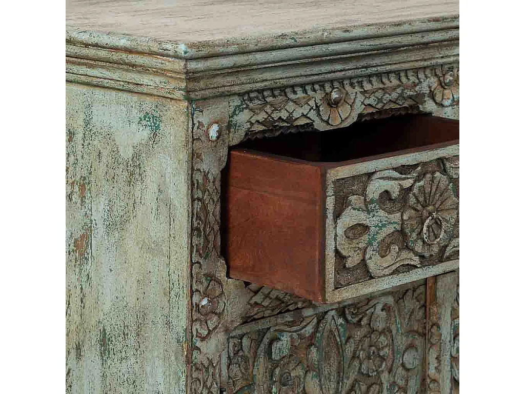 Buffet artisanal en bois marron, 90x40x90h cm