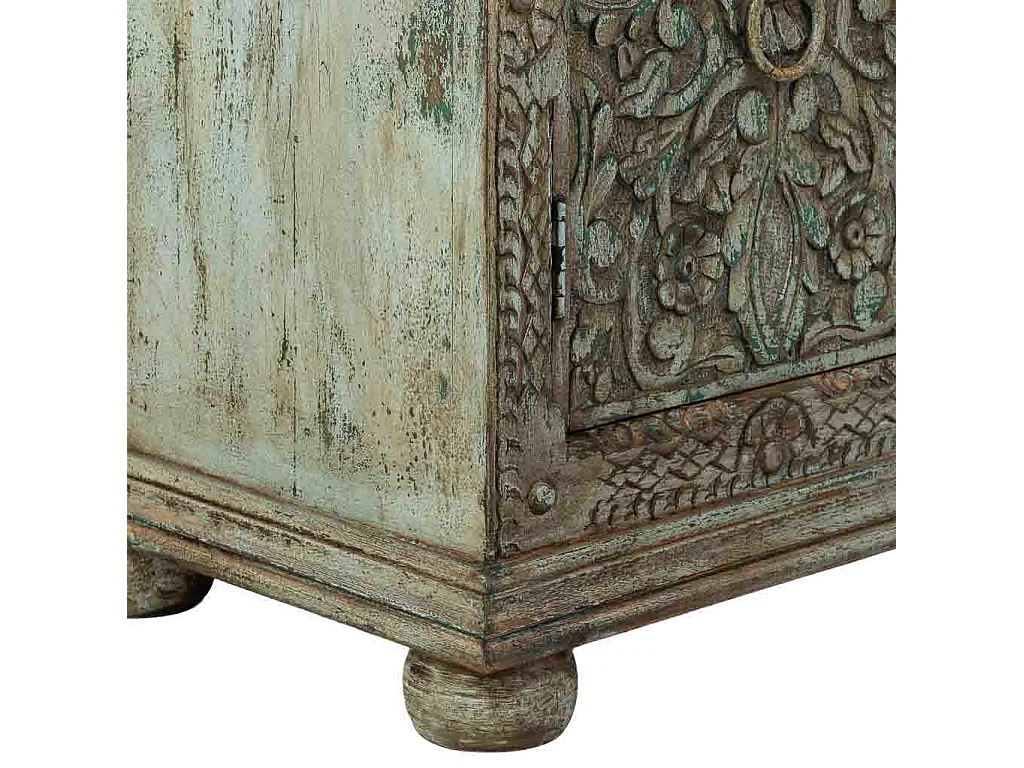 Buffet artisanal en bois marron, 90x40x90h cm