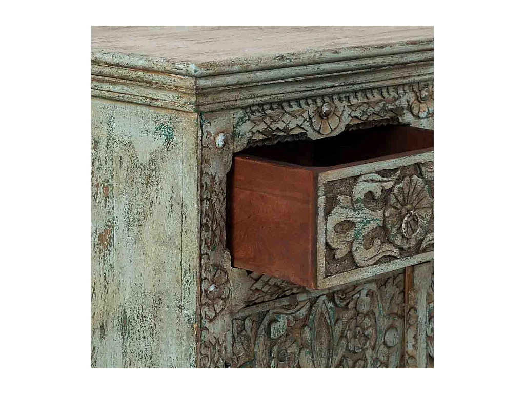 Buffet artisanal en bois marron, 90x40x90h cm