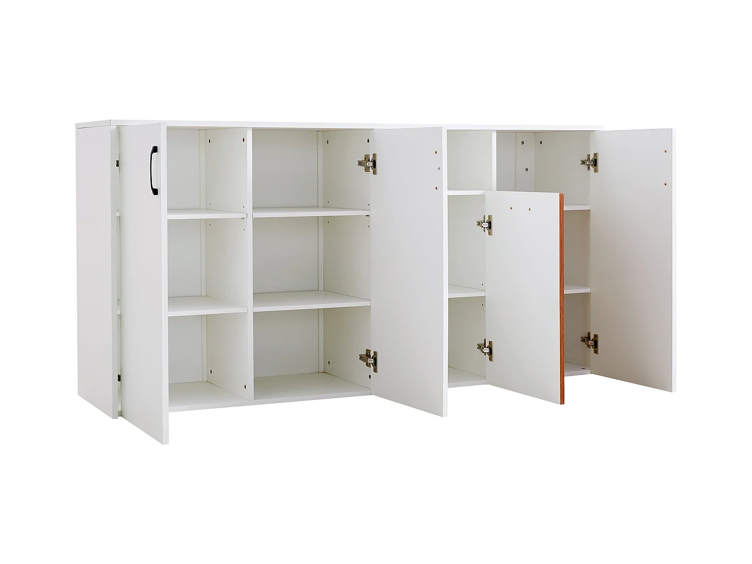 Buffet bas - 160 x 40 x 80 cm - avec 4 portes - pour cuisine maison salon - aggloméré - blanc