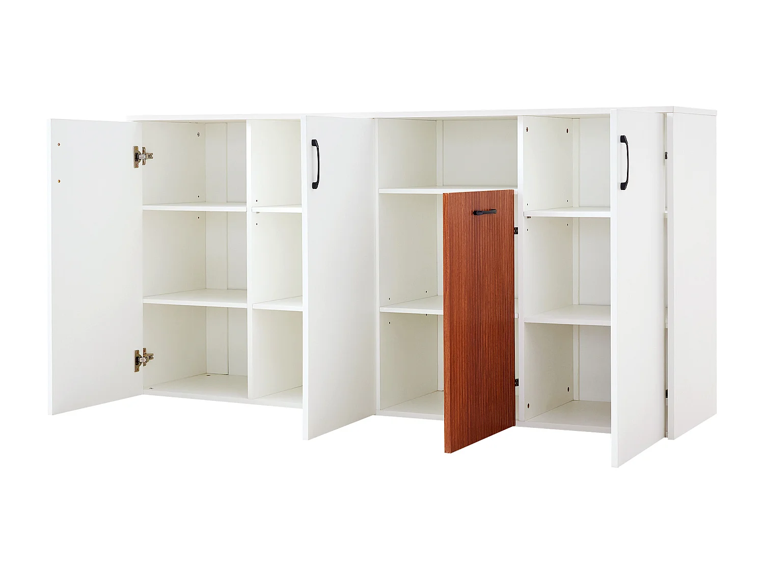 Buffet bas - 160 x 40 x 80 cm - avec 4 portes - pour cuisine maison salon - aggloméré - blanc