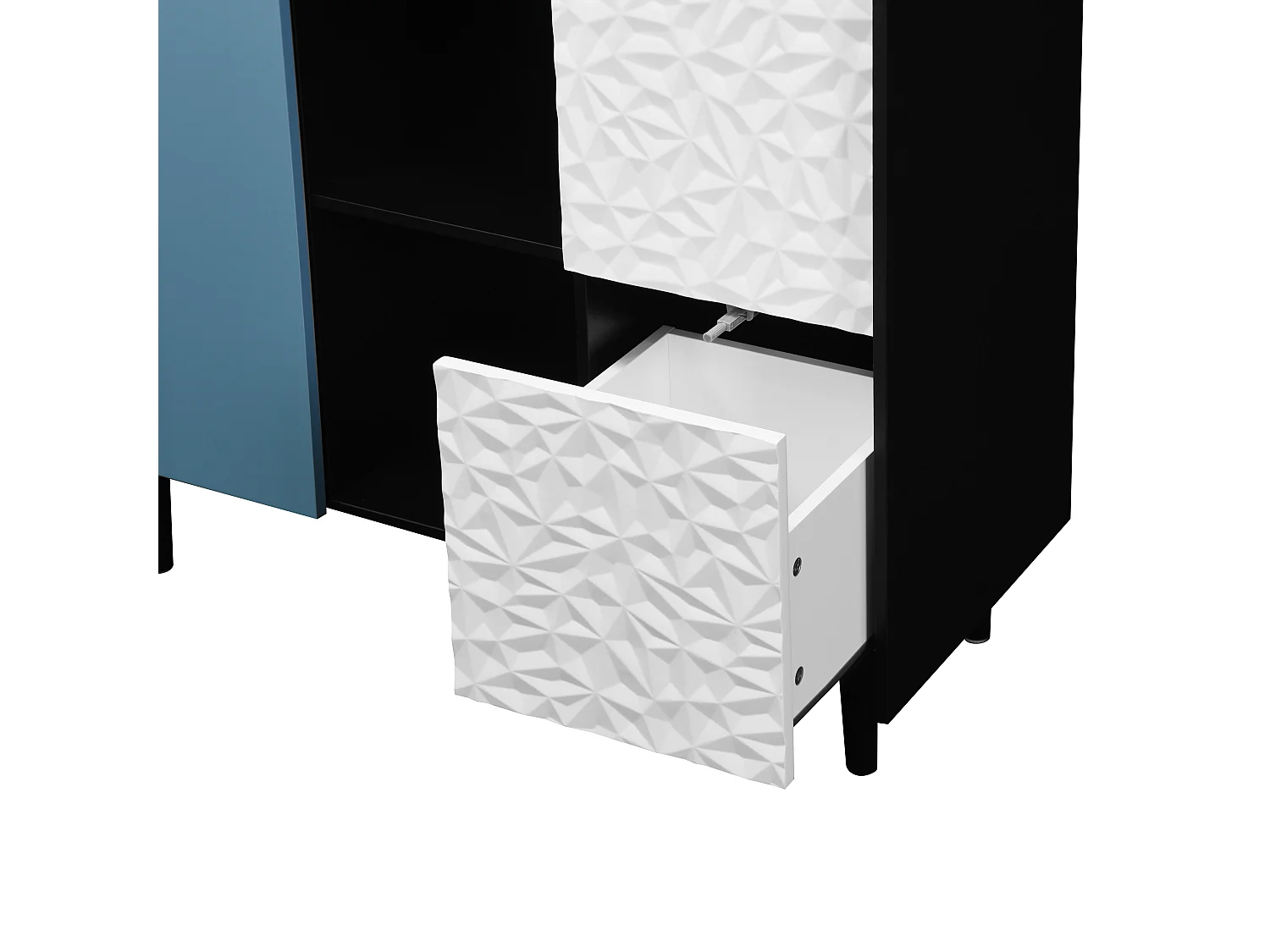 Credenza nera - Credenza con 2 cassetti e 1 anta - 2 vani portaoggetti aperti - per sala da pranzo e soggiorno