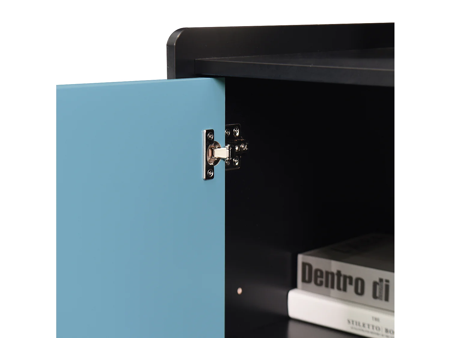 Credenza nera - Credenza con 2 cassetti e 1 anta - 2 vani portaoggetti aperti - per sala da pranzo e soggiorno