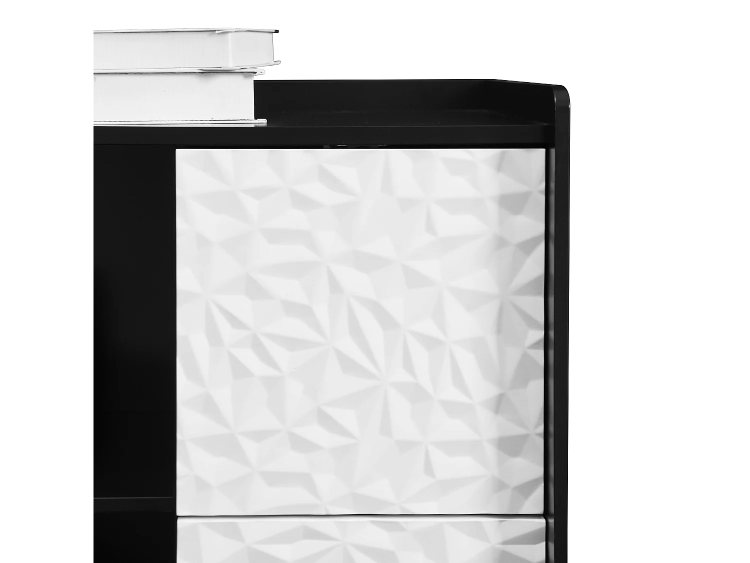 Credenza nera - Credenza con 2 cassetti e 1 anta - 2 vani portaoggetti aperti - per sala da pranzo e soggiorno