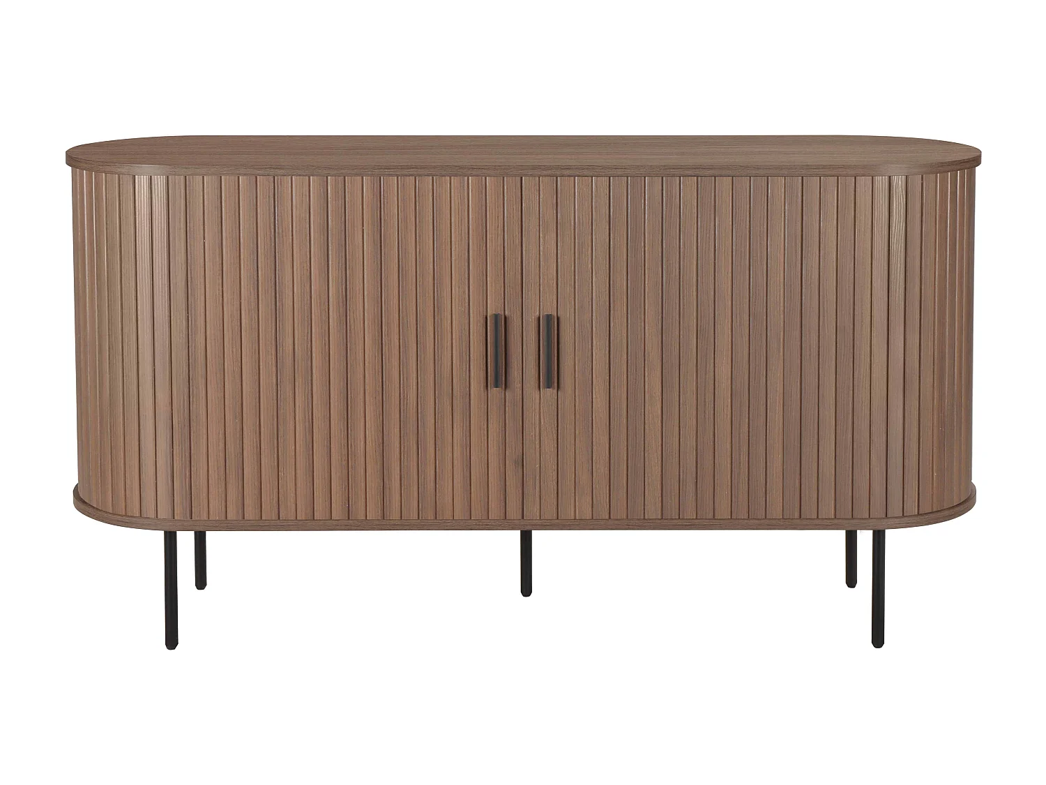 Buffet 2 portes en mélaminé et acier 140 cm noyer