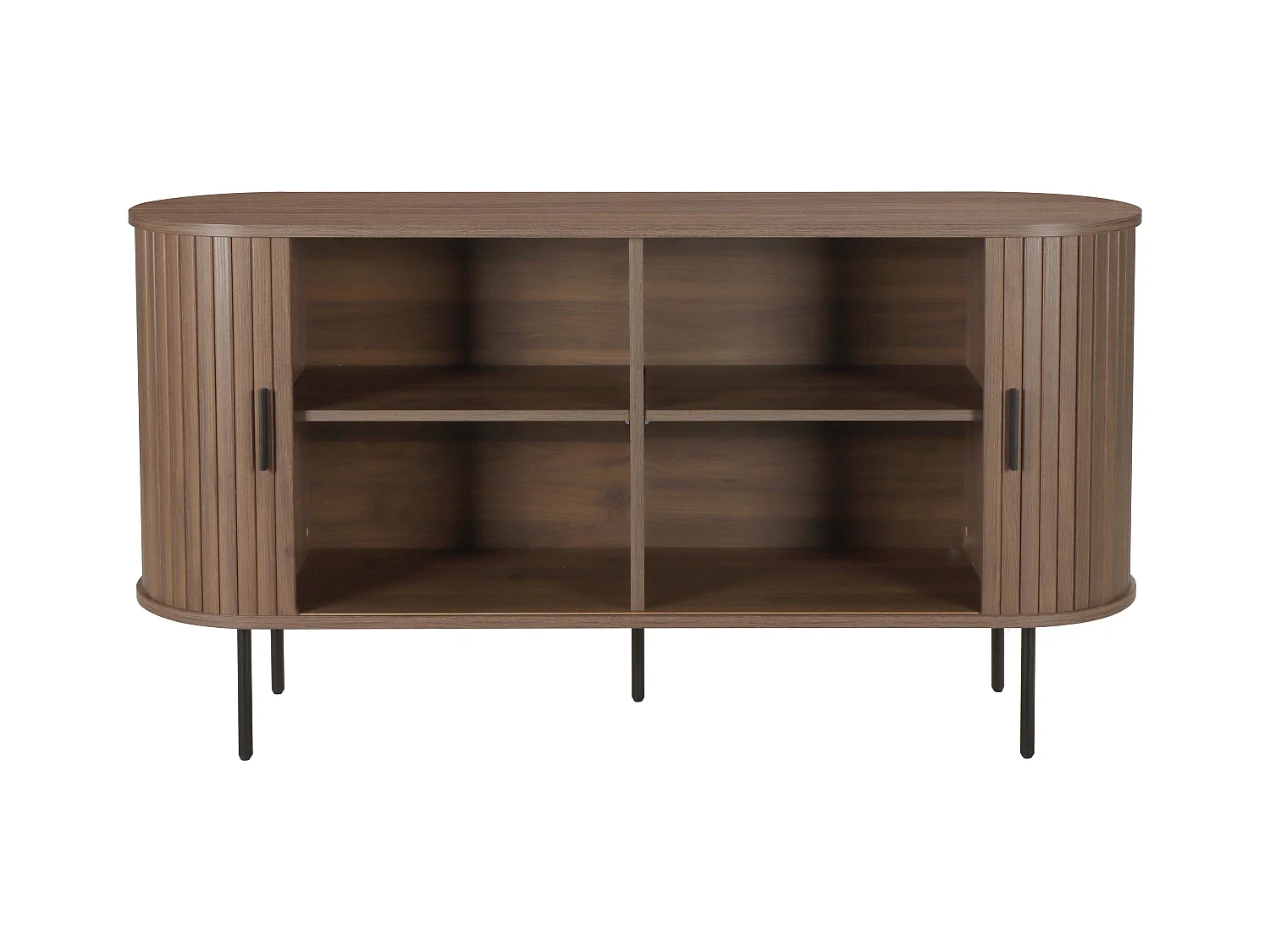 Buffet 2 portes en mélaminé et acier 140 cm noyer