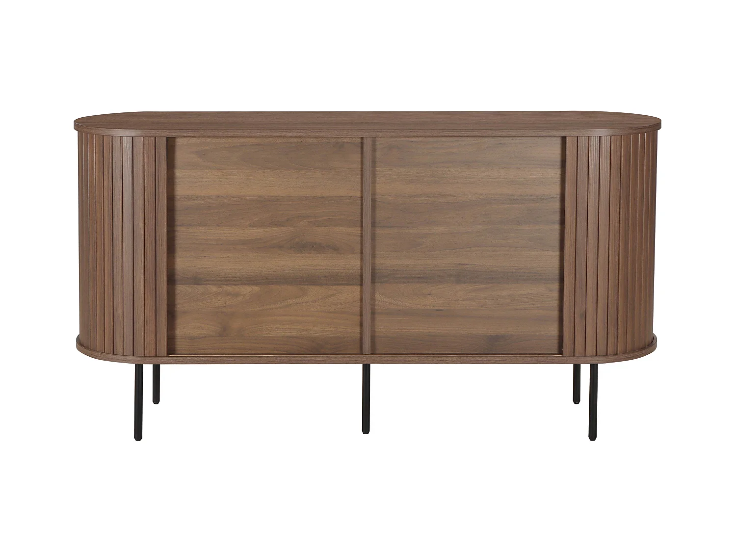 Buffet 2 portes en mélaminé et acier 140 cm noyer