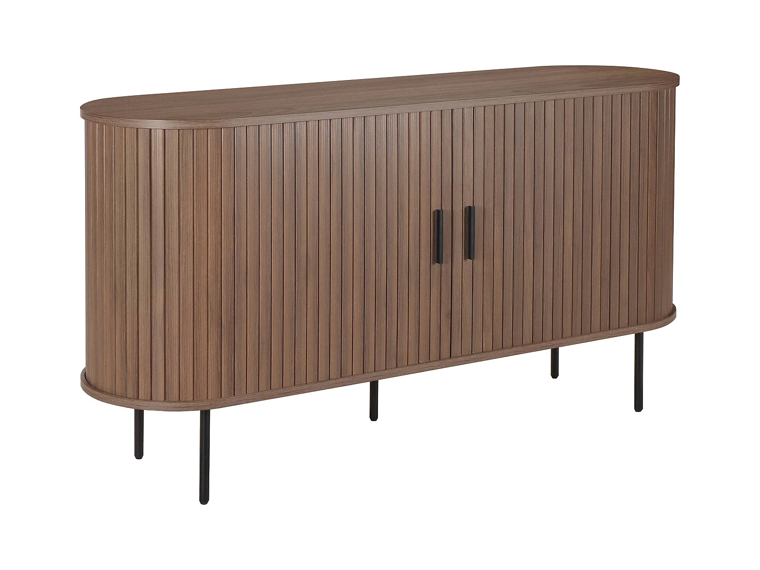 Buffet en mélaminé et acier 140 cm noyer