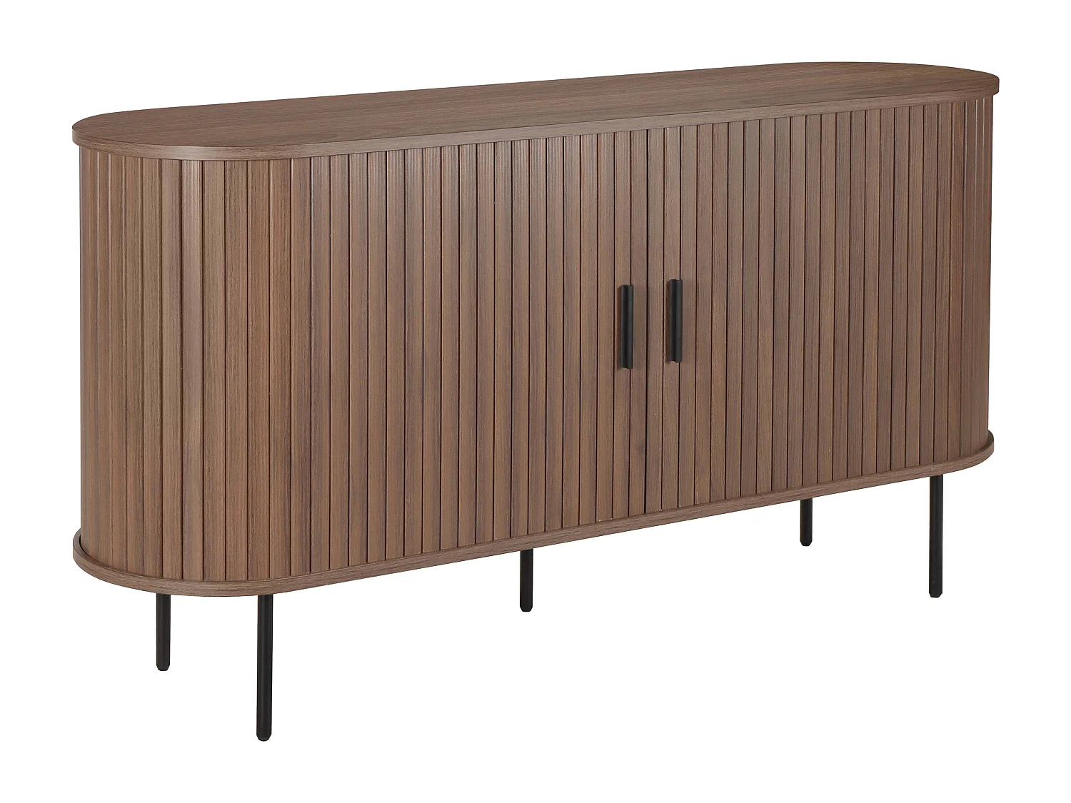 Buffet 2 portes en mélaminé et acier 140 cm noyer