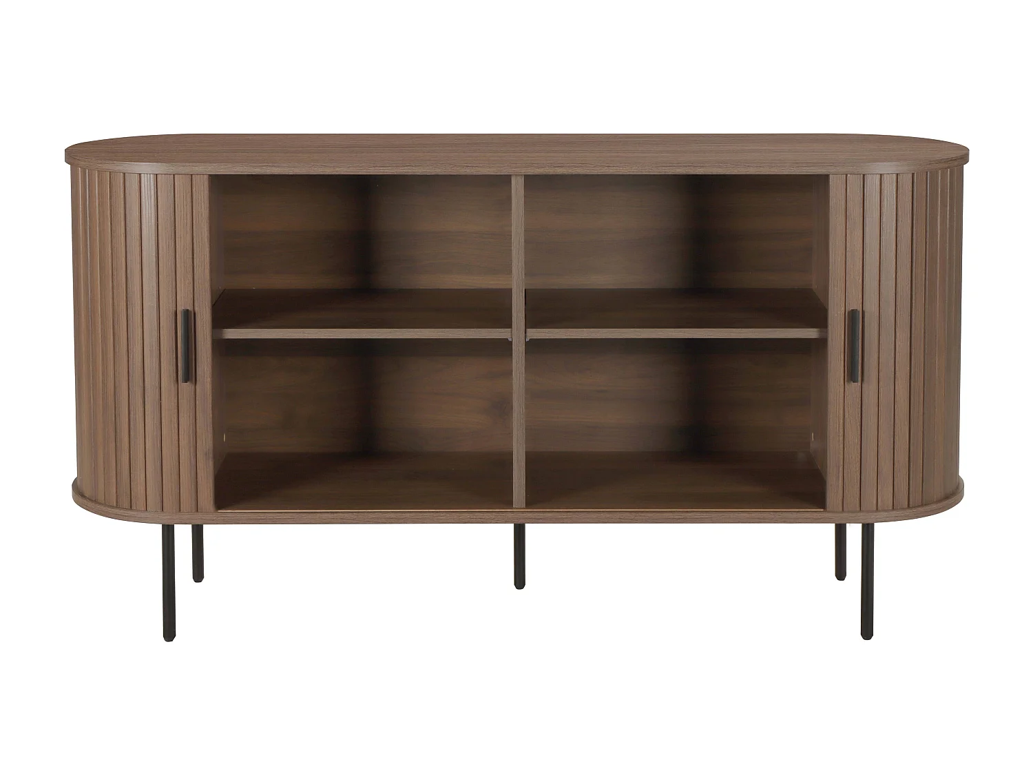 Buffet 2 portes en mélaminé et acier 140 cm noyer