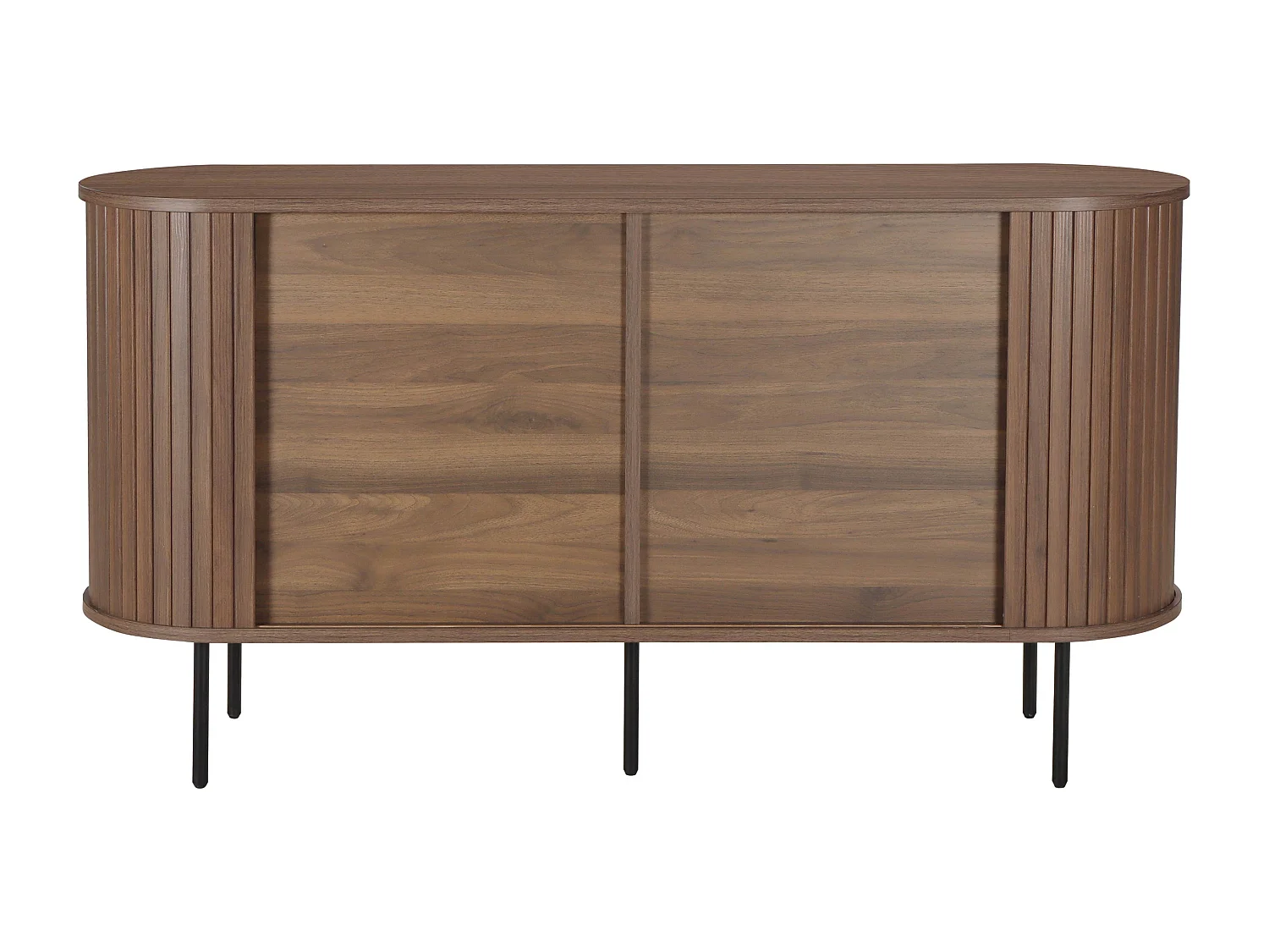 Buffet 2 portes en mélaminé et acier 140 cm noyer