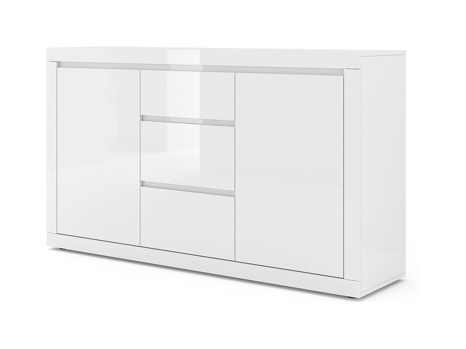 Commode BELLO BIANCO 3 150 cm style italien blanc mat / blanc brillant