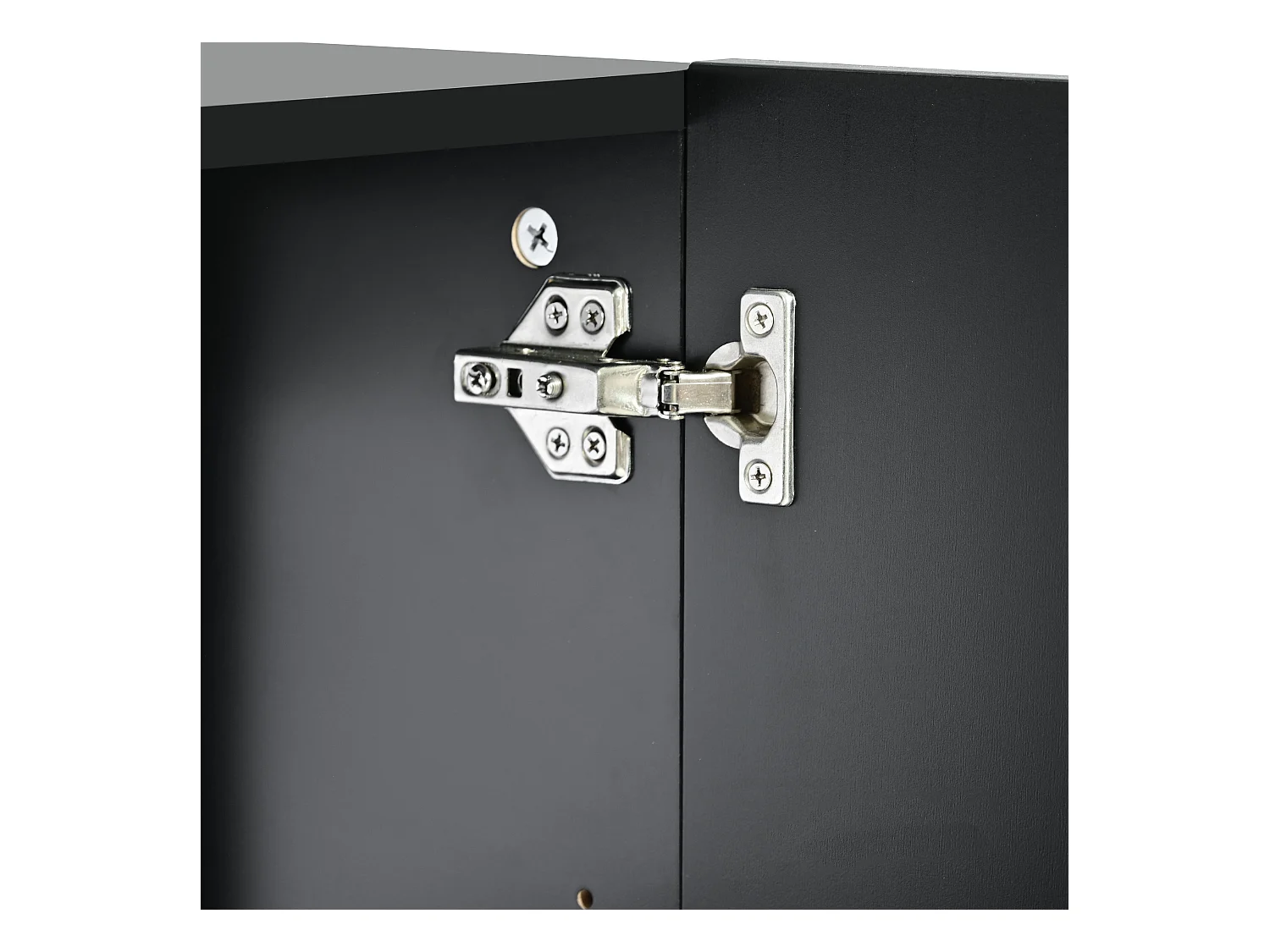 URBAN MEUBLE Buffet noir design nervuré 4 portes avec accents dorés