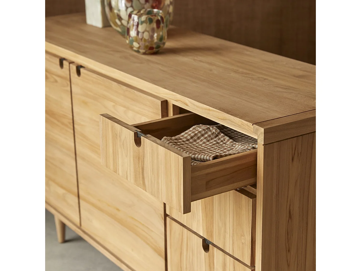 Buffet credenza bassa in legno massello di Teak Tikamoon