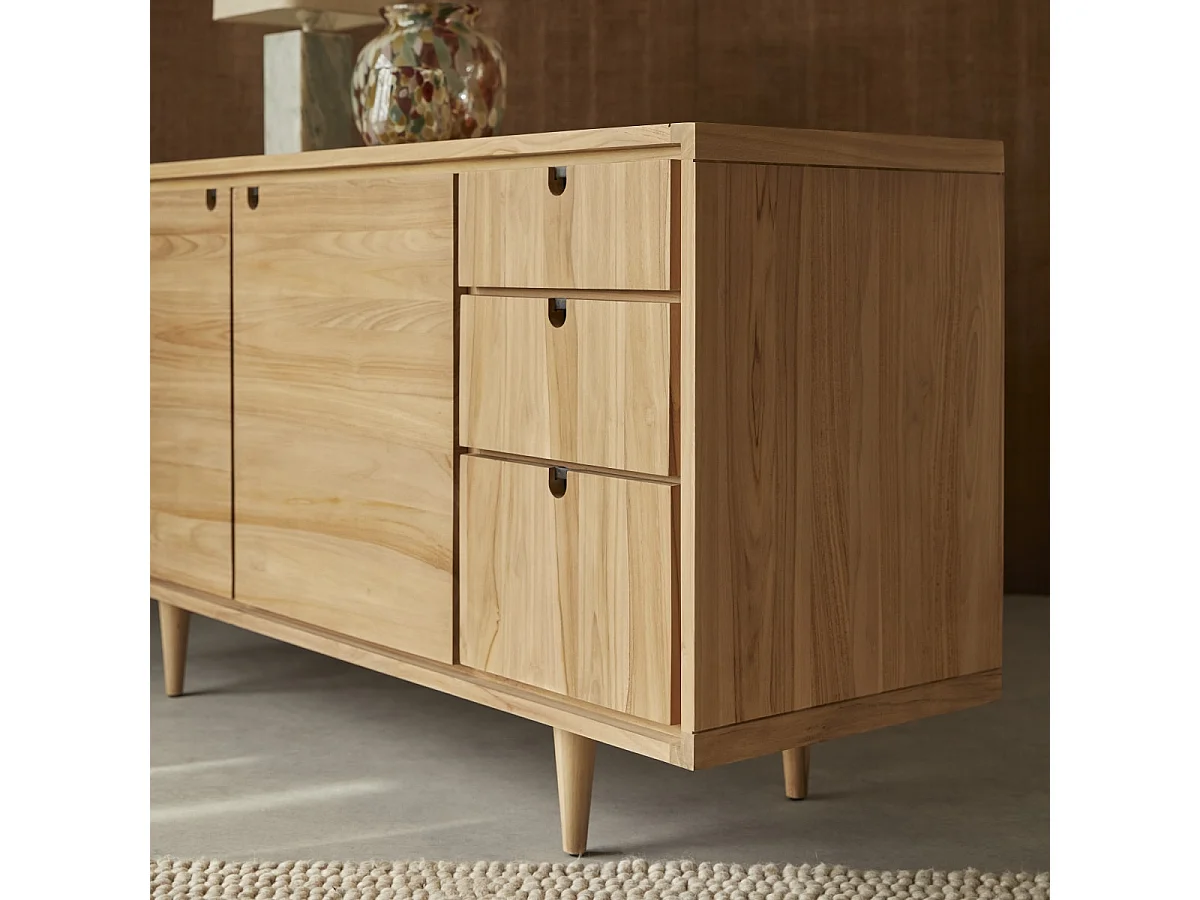 Buffet credenza bassa in legno massello di Teak Tikamoon