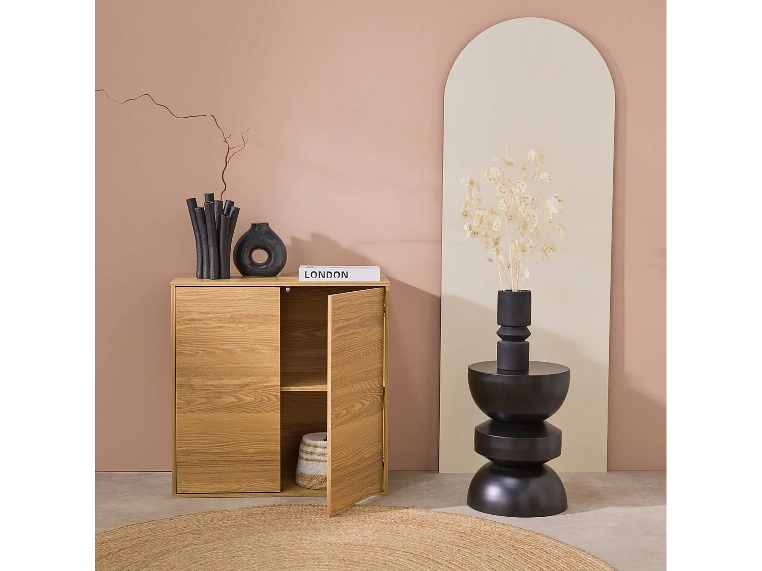 Modulo di stoccaggio con 2 ante, 70cm, quercia