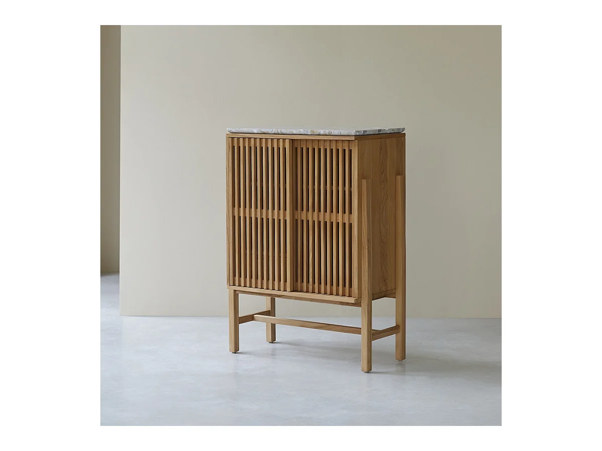 Anrichte Isaure aus massivem Nussbaumholz und Premium-Terrazzo 80 cm