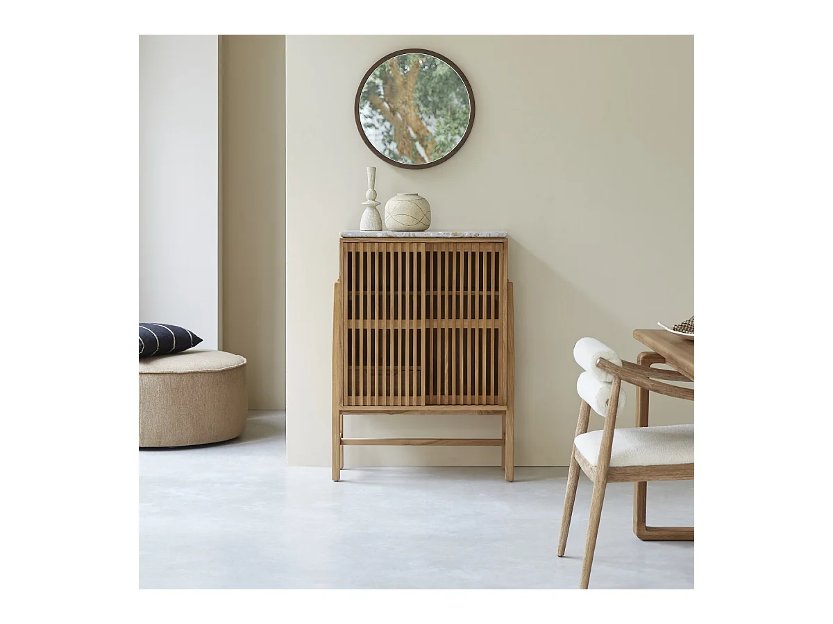 Anrichte Isaure aus massivem Nussbaumholz und Premium-Terrazzo 80 cm