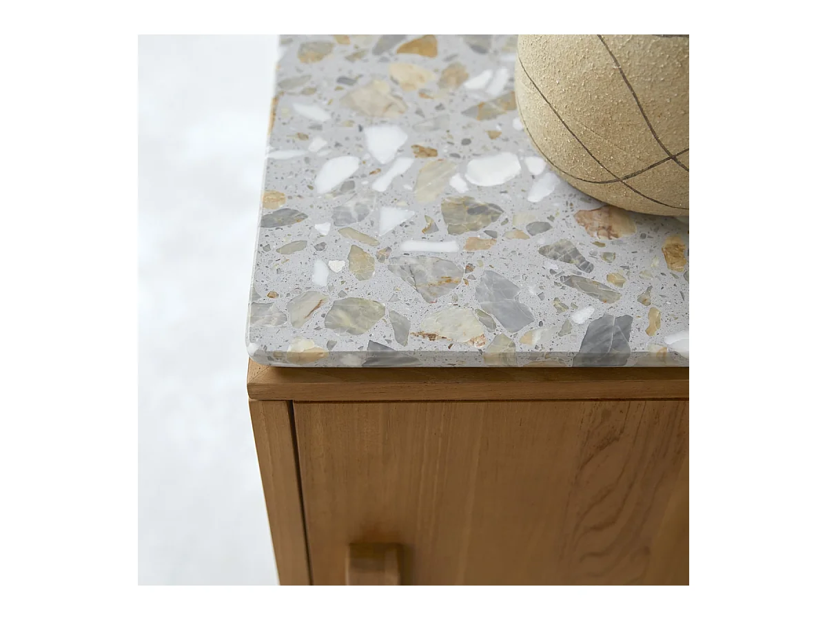 Anrichte Isaure aus massivem Nussbaumholz und Premium-Terrazzo 80 cm
