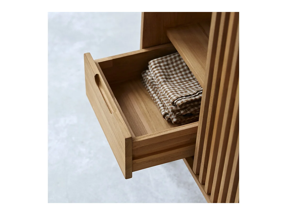 Anrichte Isaure aus massivem Nussbaumholz und Premium-Terrazzo 80 cm