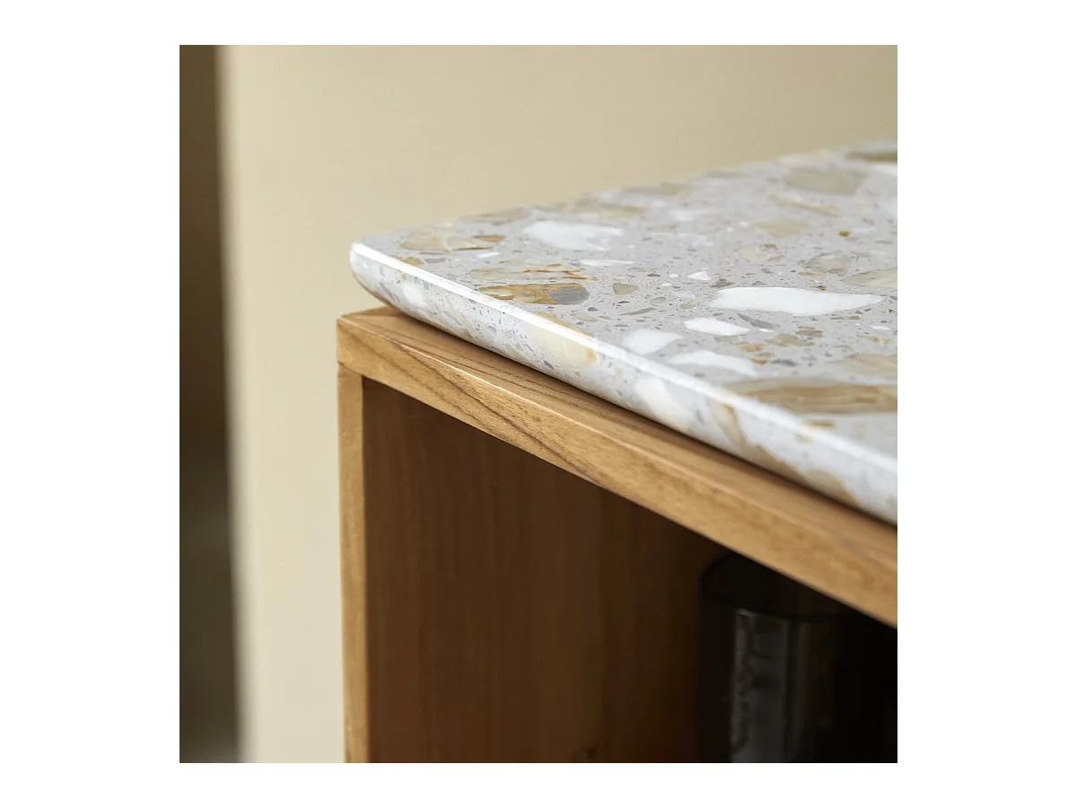 Anrichte Isaure aus massivem Nussbaumholz und Premium-Terrazzo 80 cm