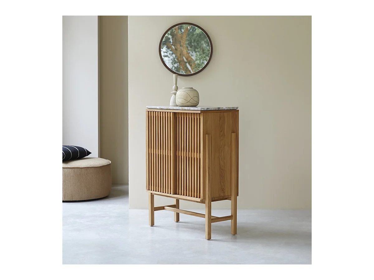 Anrichte Isaure aus massivem Nussbaumholz und Premium-Terrazzo 80 cm