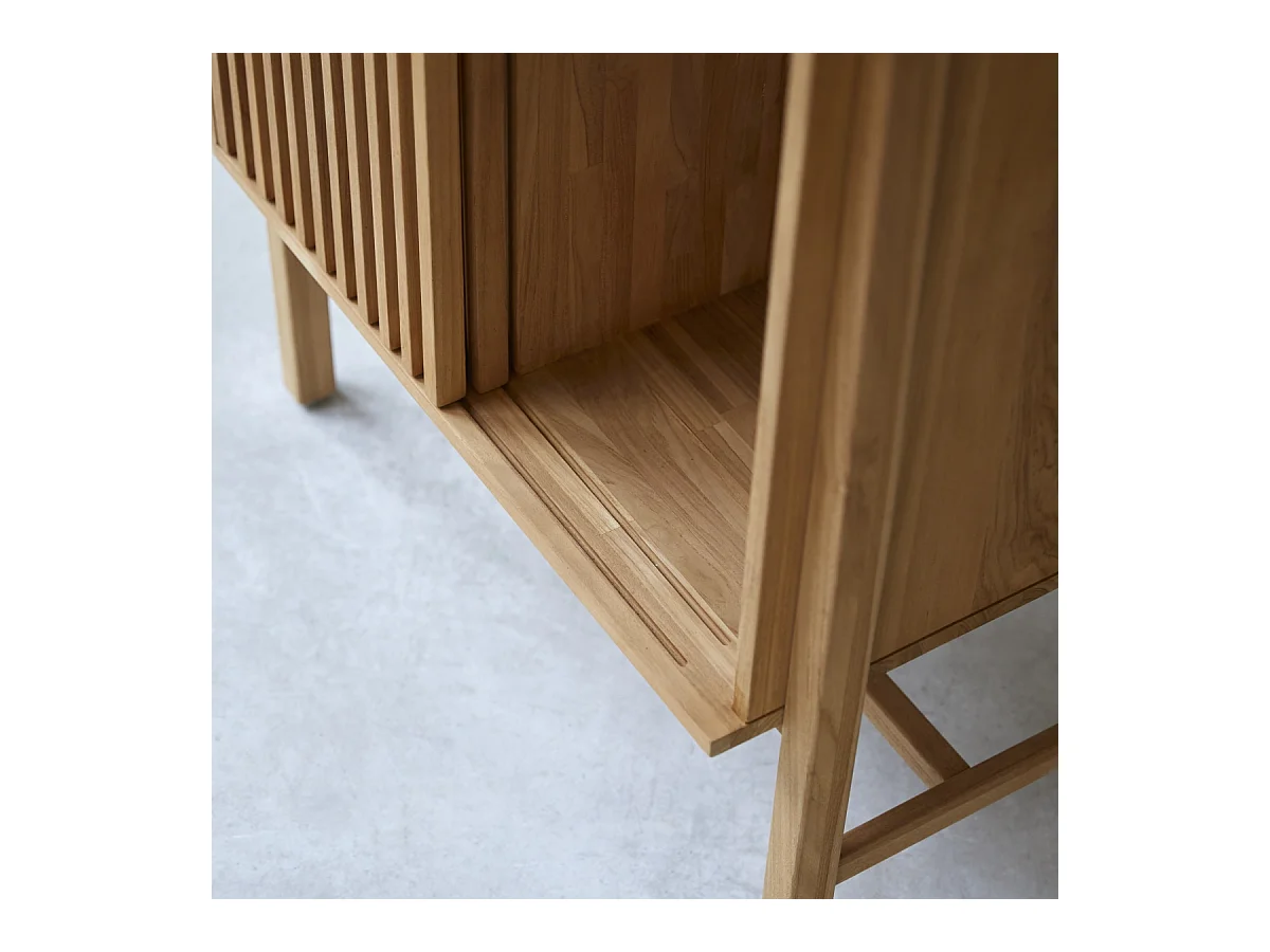 Anrichte Isaure aus massivem Nussbaumholz und Premium-Terrazzo 80 cm