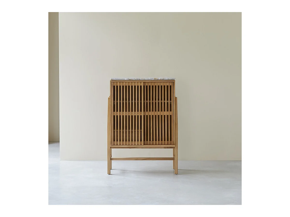 Anrichte Isaure aus massivem Nussbaumholz und Premium-Terrazzo 80 cm