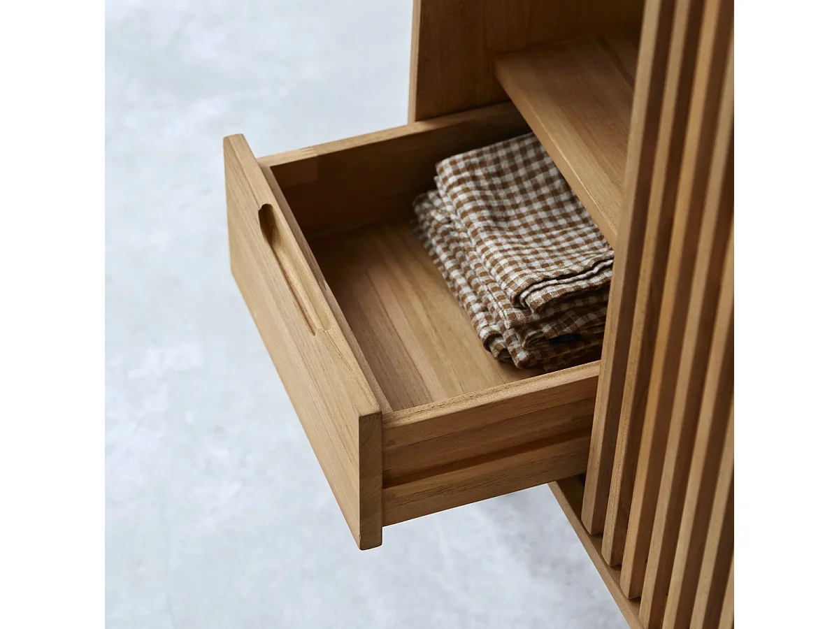 Credenza Isaure in legno di noce massello e terrazzo pregiato 80 cm