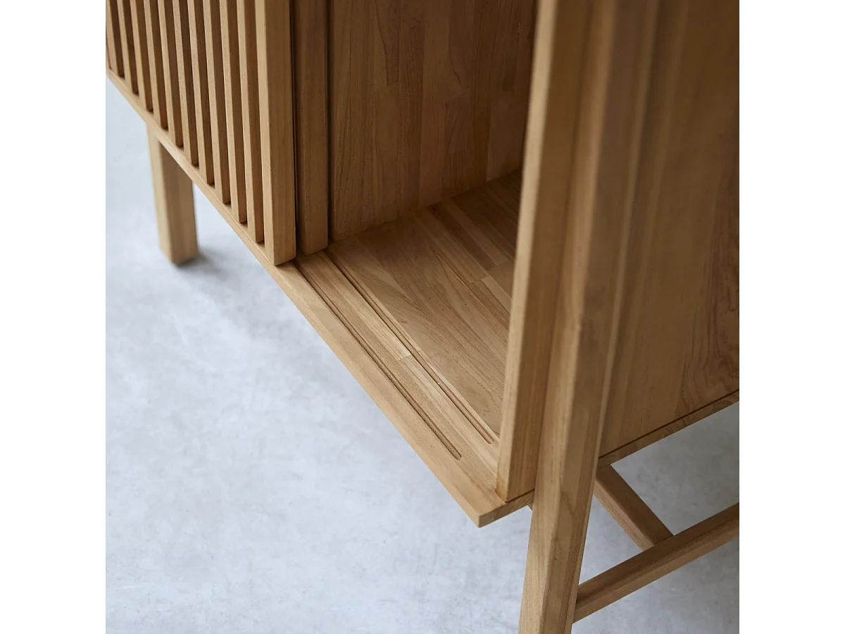 Credenza Isaure in legno di noce massello e terrazzo pregiato 80 cm