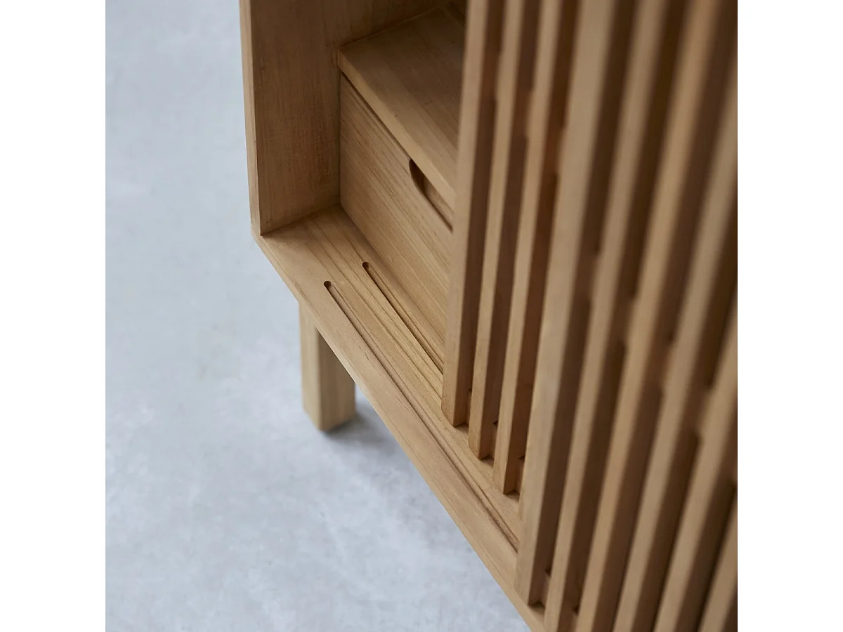 Credenza Isaure in legno di noce massello e terrazzo pregiato 80 cm