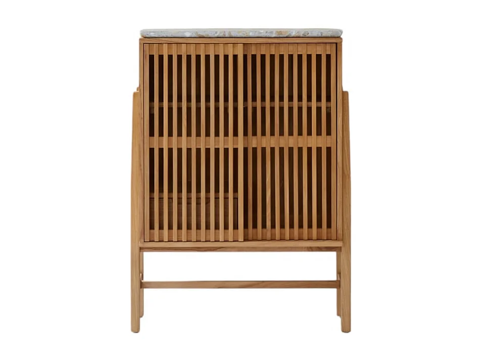 Credenza Isaure in legno di noce massello e terrazzo pregiato 80 cm