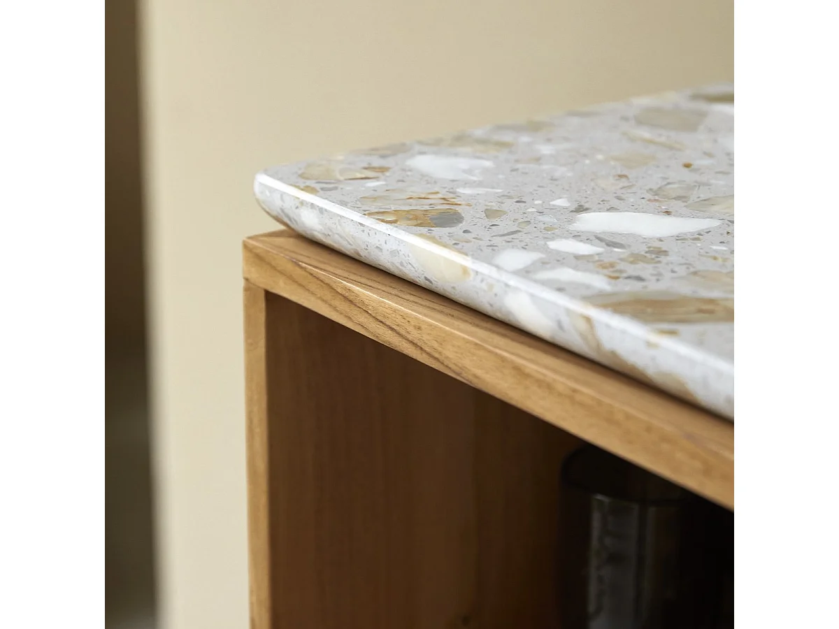 Anrichte Isaure aus massivem Nussbaumholz und Premium-Terrazzo 80 cm