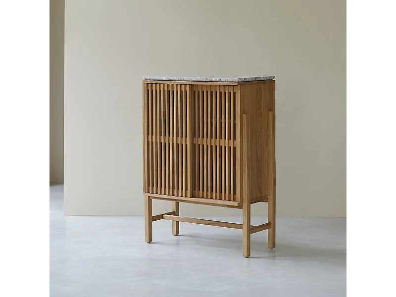 Anrichte Isaure aus massivem Nussbaumholz und Premium-Terrazzo 80 cm