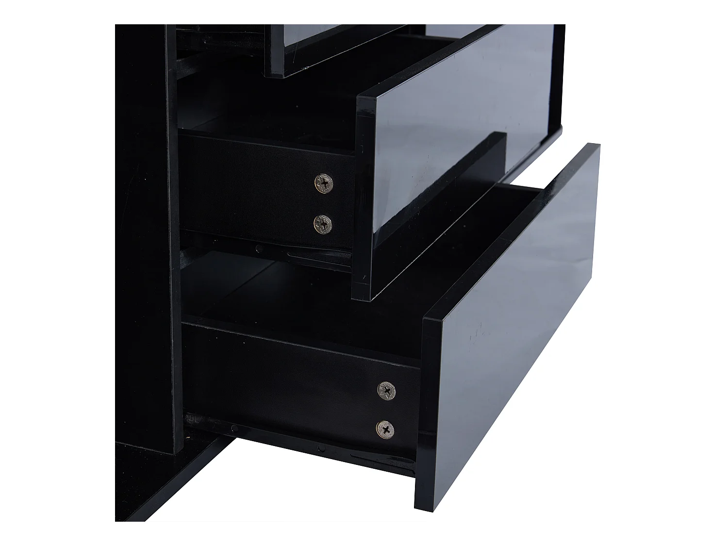 Credenza 140x40x72cm - Mobile contenitore a 6 cassetti con illuminazione LED - piano in vetro temperato - nero