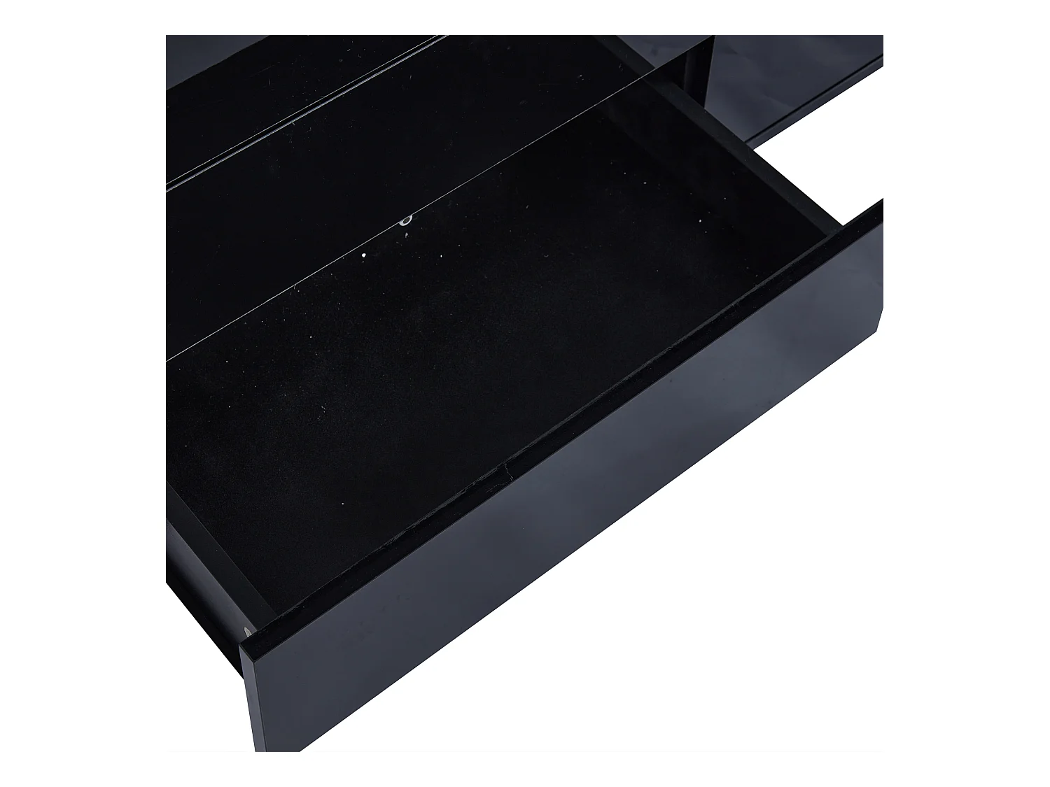 Credenza 140x40x72cm - Mobile contenitore a 6 cassetti con illuminazione LED - piano in vetro temperato - nero