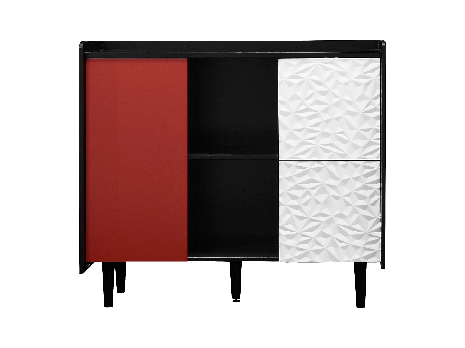 Credenza nera - Credenza con 2 cassetti e 1 anta - 2 vani portaoggetti aperti - per sala da pranzo e soggiorno