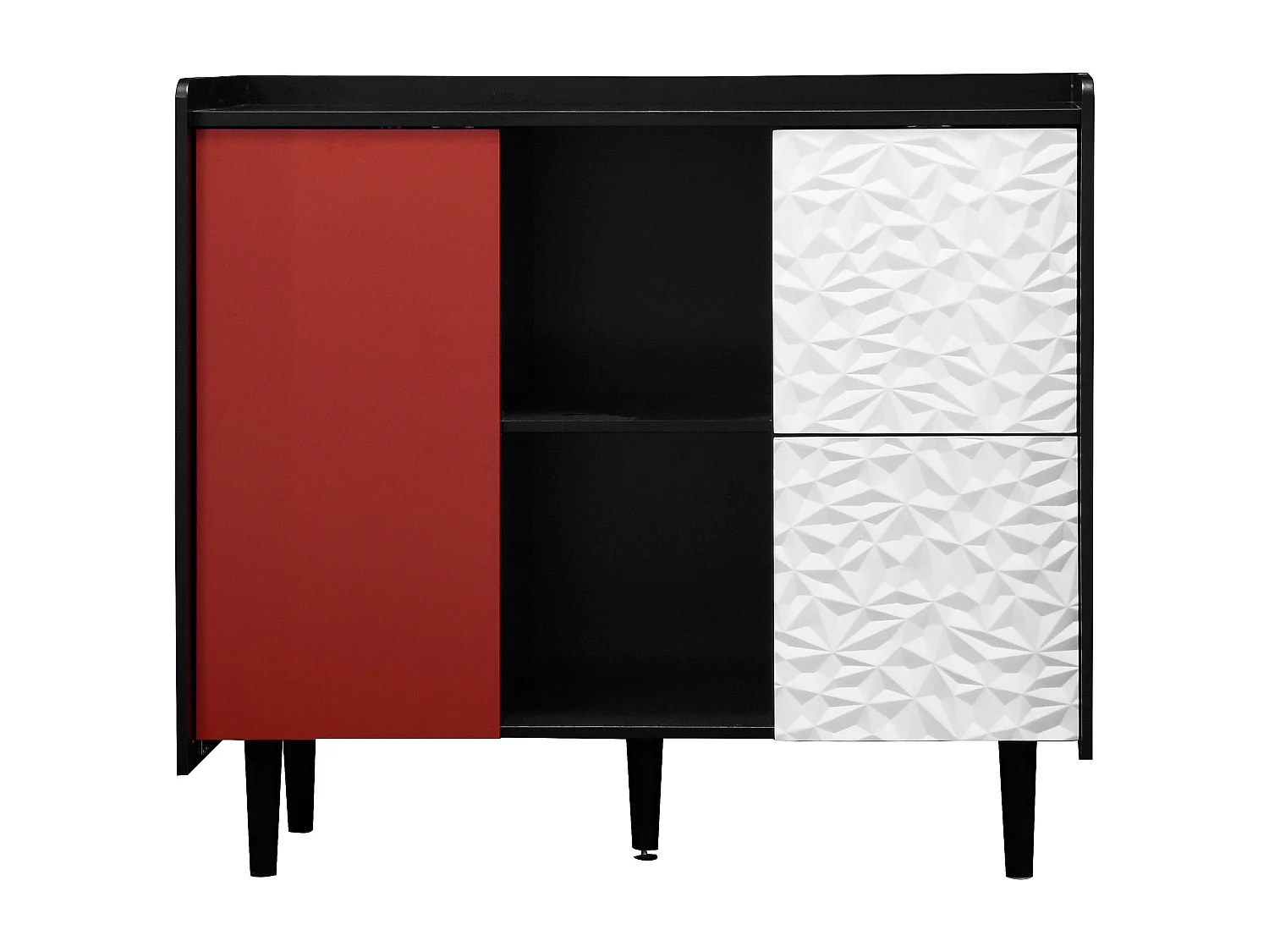 Credenza nera - Credenza con 2 cassetti e 1 anta - 2 vani portaoggetti aperti - per sala da pranzo e soggiorno