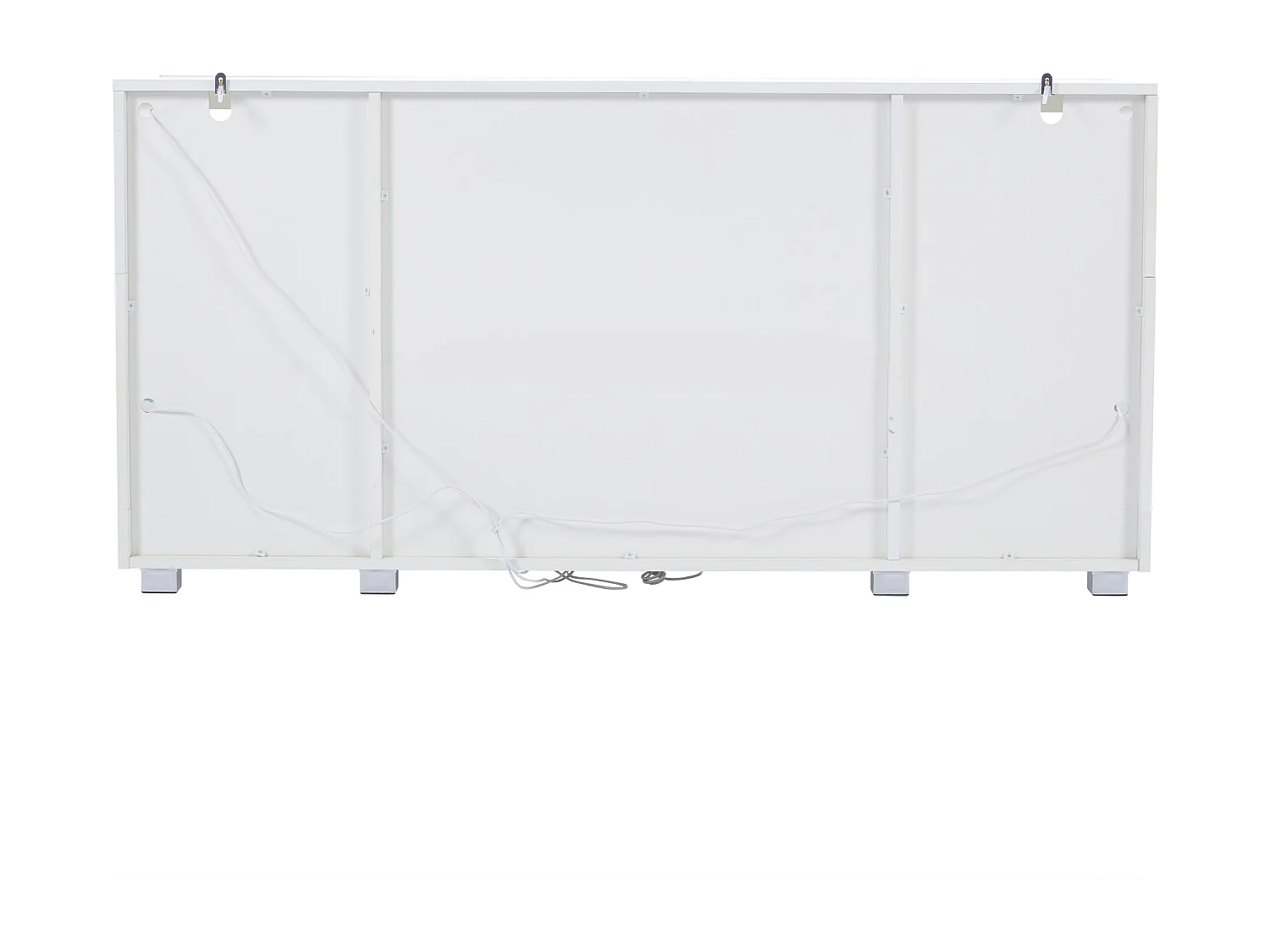 Aparador moderno - 140 x 40 x 70 cm - Vitrina lateral - con LED + 4 puertas + 3 módulos de almacenamiento de cristal templado - MDF - Blanco