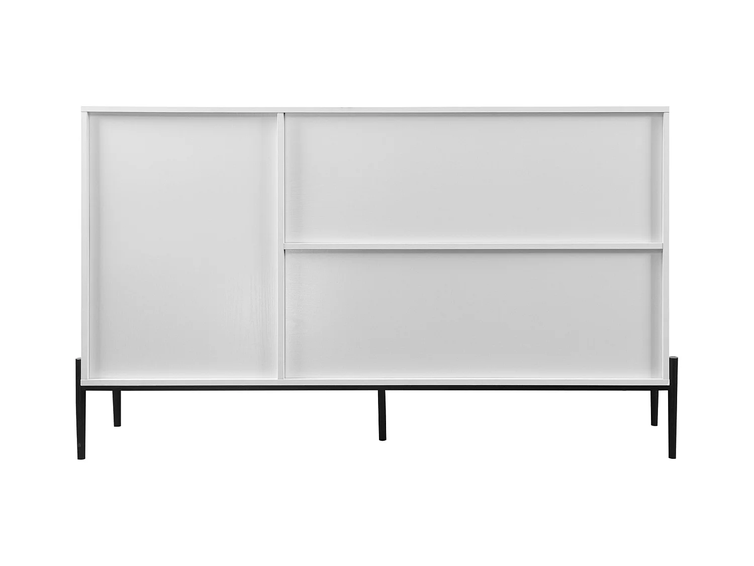 Credenza bianca 155 cm - Credenza con 3 cassetti e 2 ante scorrevoli - vetro rigato - per cucina e soggiorno