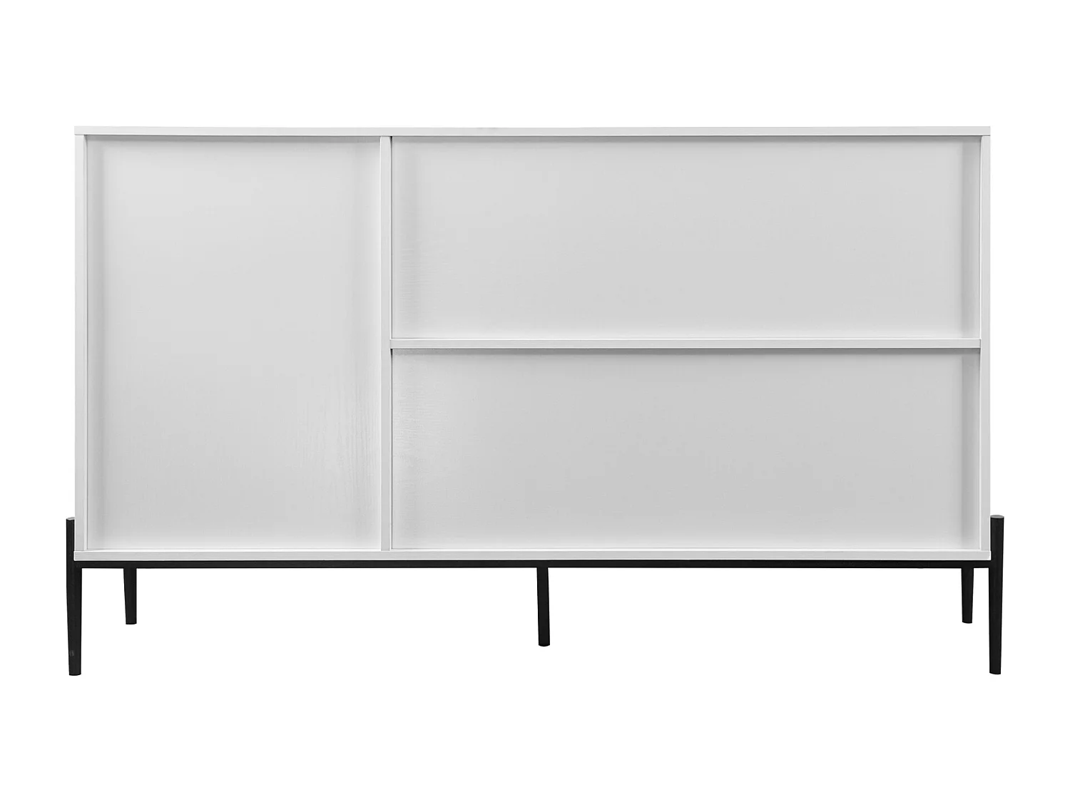 Credenza bianca 155 cm - Credenza con 3 cassetti e 2 ante scorrevoli - vetro rigato - per cucina e soggiorno
