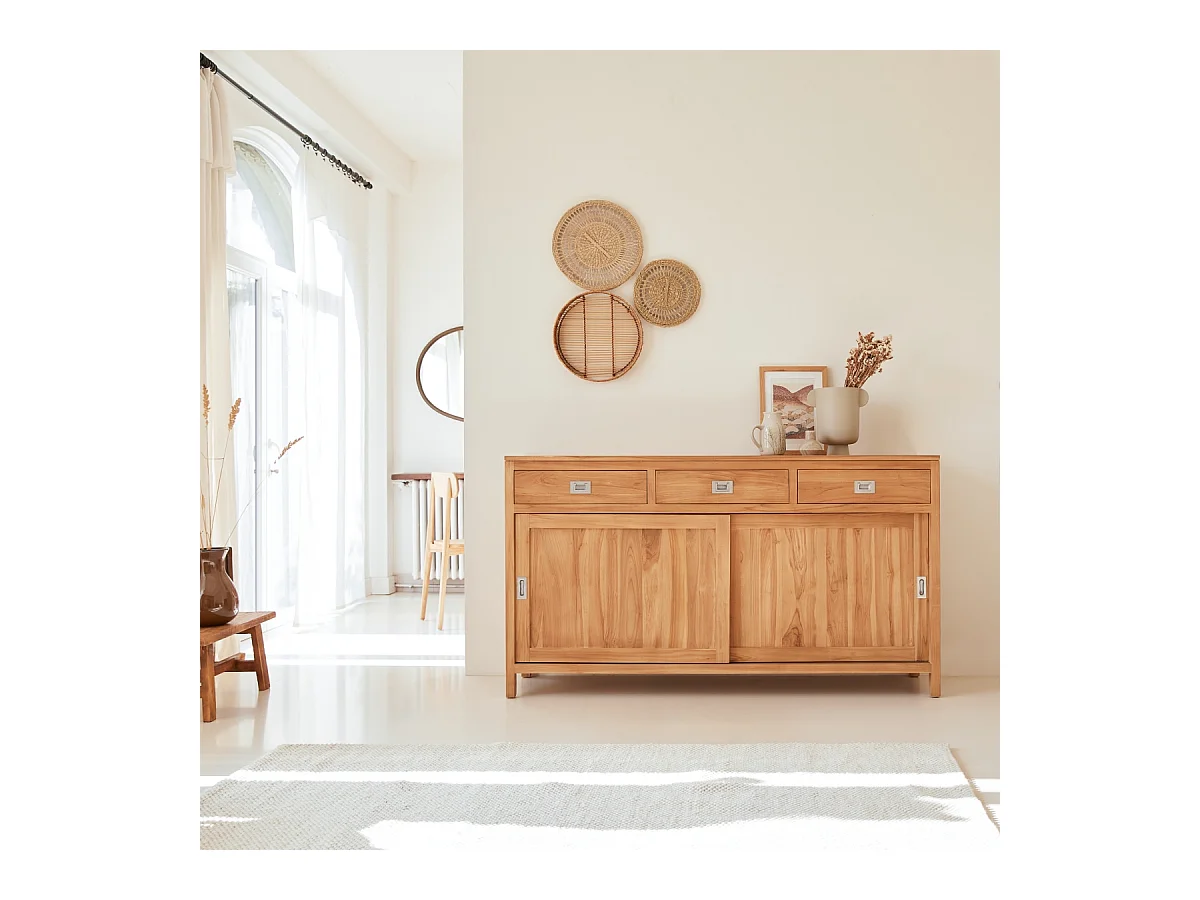 Buffet Anrichte Sideboard 180 aus massivem Teak Holz Massiv neu Tikamoon