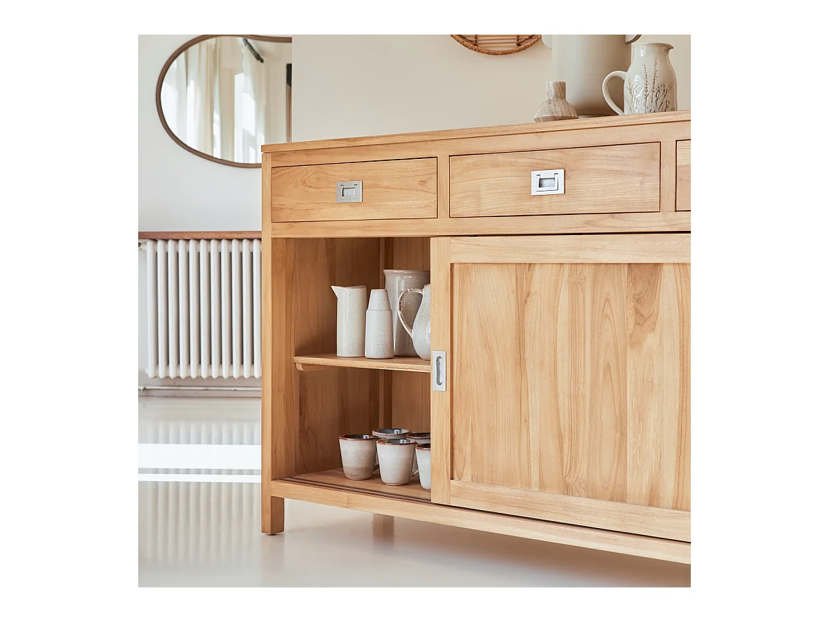 Buffet Anrichte Sideboard 180 aus massivem Teak Holz Massiv neu Tikamoon